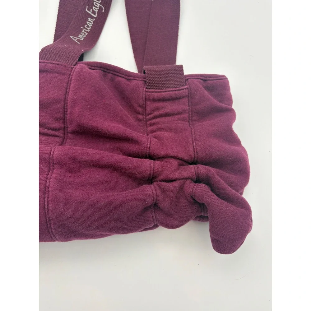 American Eagle Vintage Burgundy Sweatshirt Tote Bag Ruched Logo Strap Maroon